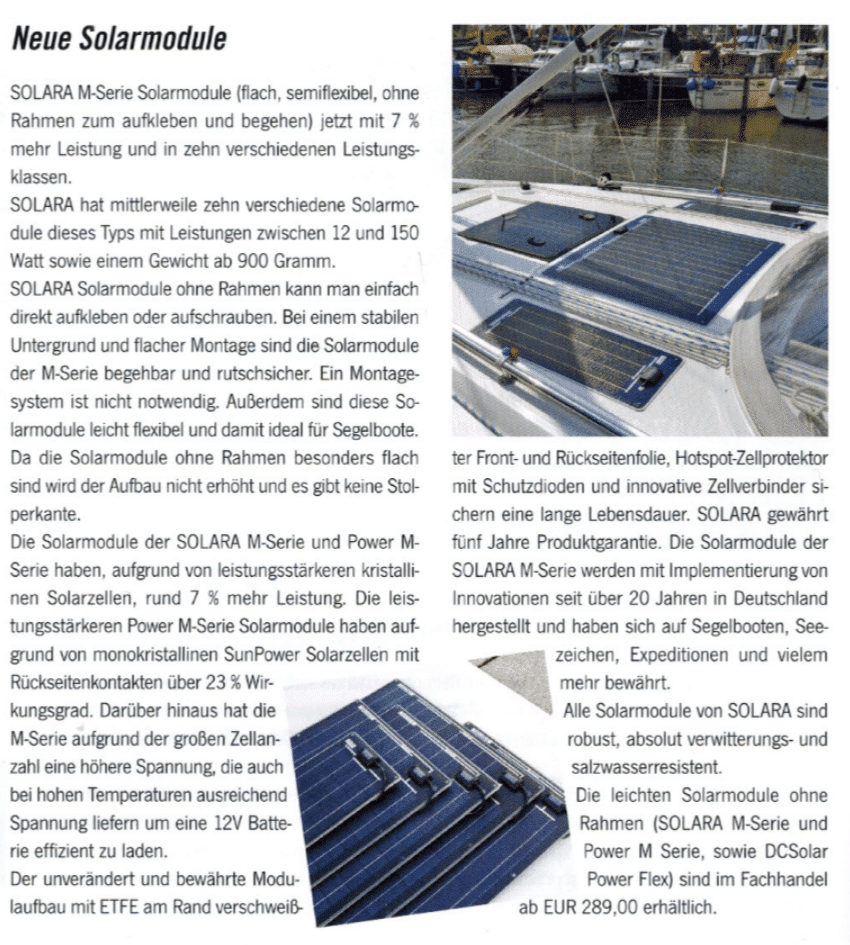 SOLARA Artikel Neue Solarmodule